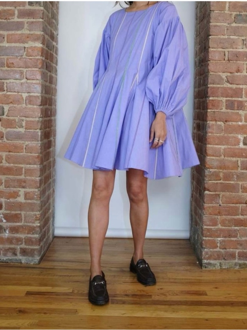 Rujuta Sheth Lilac Balloon-Sleeve Swing Dress - Women